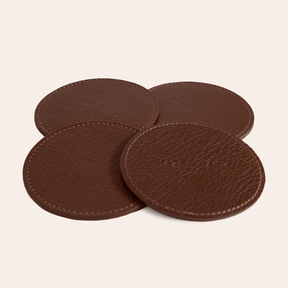 Hazel Park - The Black Leather Coaster (Set of 4)